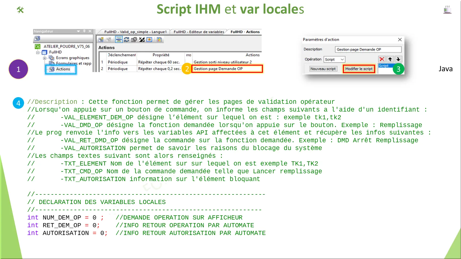Script IHM et var locales